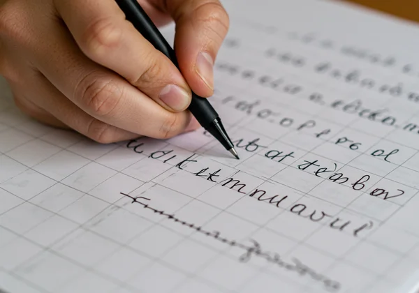 在斜线指导纸上练习草书