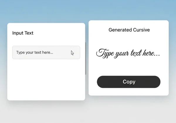 User interface of a cursive font generator tool.