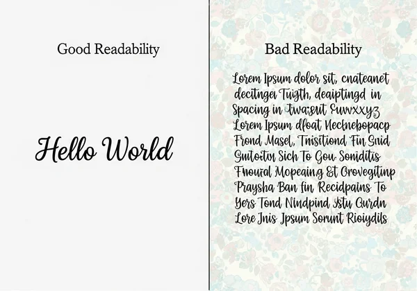 Cursive font readability example: good vs bad.