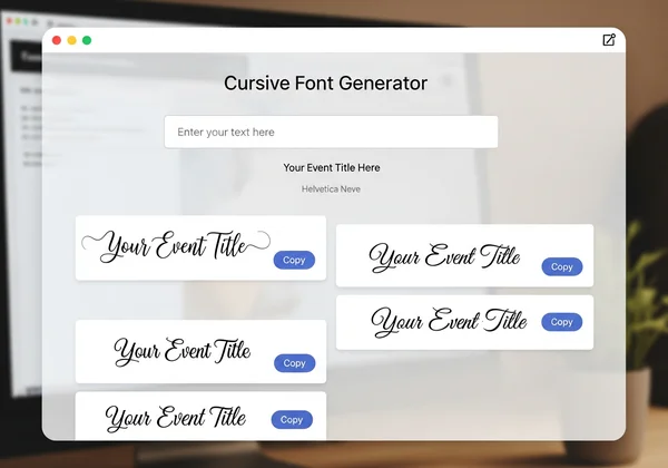 Cursive font generator converting text on a screen