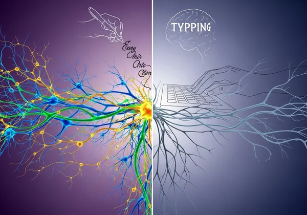 Cursive writing vs typing brain activity comparison