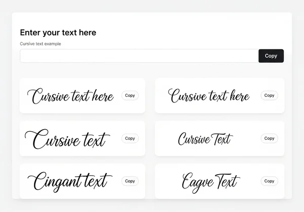 Online cursive font generator interface